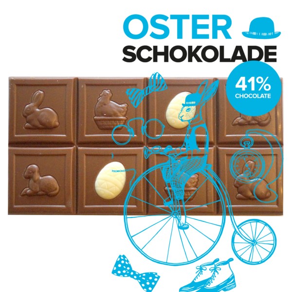 Oster-Tafel aus Bio-Schokolade, Edelbitter/Vollmilch, saisonales Osterprodukt